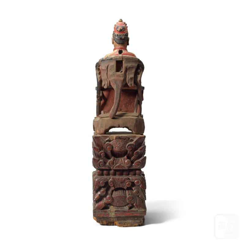 明 木漆金雕坐像 | A LARGE CARVED GILT AND LACQUERED WOOD SEATED FIGURE - 图5